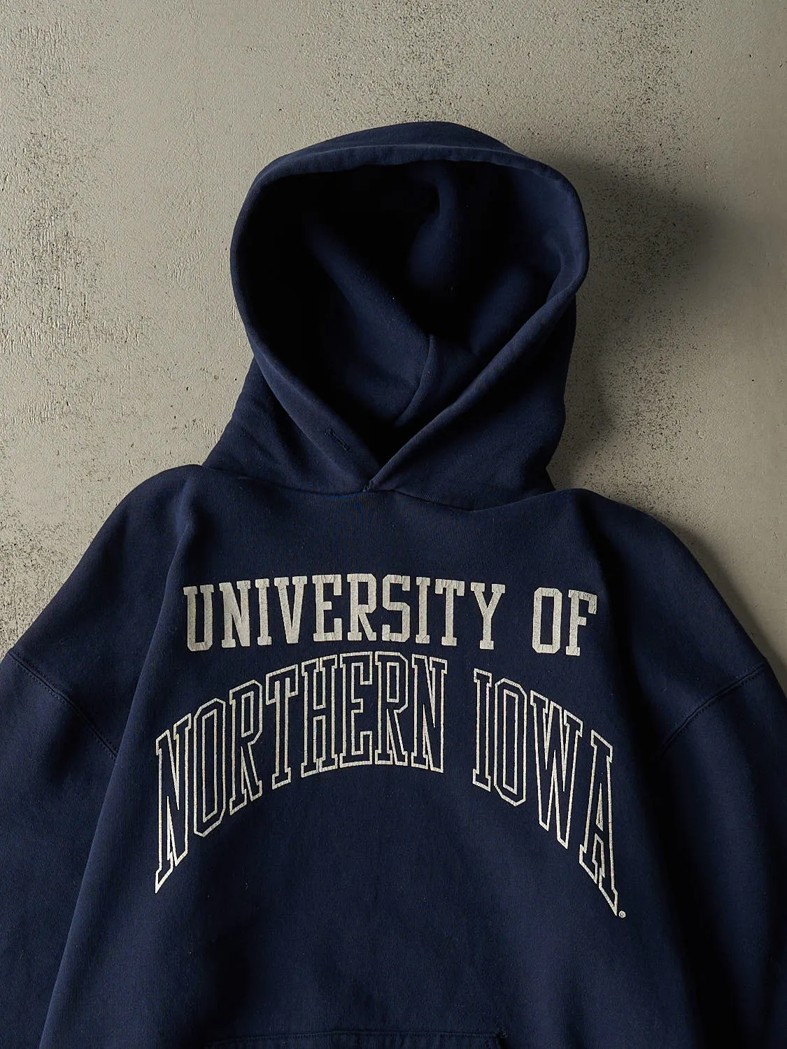 Vintage 90s Navy Blue Russell Athletic University of Northern Iowa Hoodie (L/XL) sold by Rebalance Vintage product image thumbnail 3