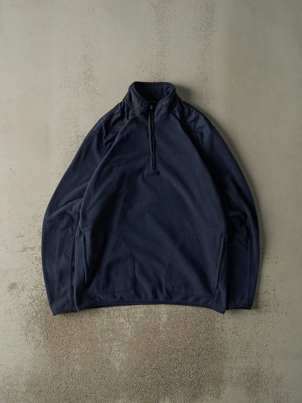 Vintage Y2K Navy Blue Nike Embroidered Quarter Zip Fleece (XL) sold by Rebalance Vintage