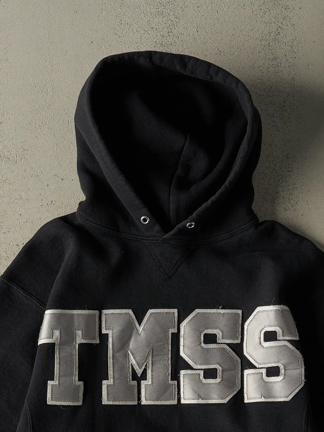 Vintage Y2K Black Russell Athletic TMSS Hoodie (S/M) sold by Rebalance Vintage product image thumbnail 2