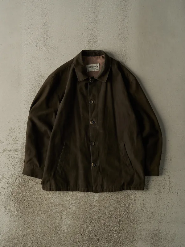 Vintage 90s Green Lightweight Suede Blazer Jacket (XL/XXL) sold by Rebalance Vintage