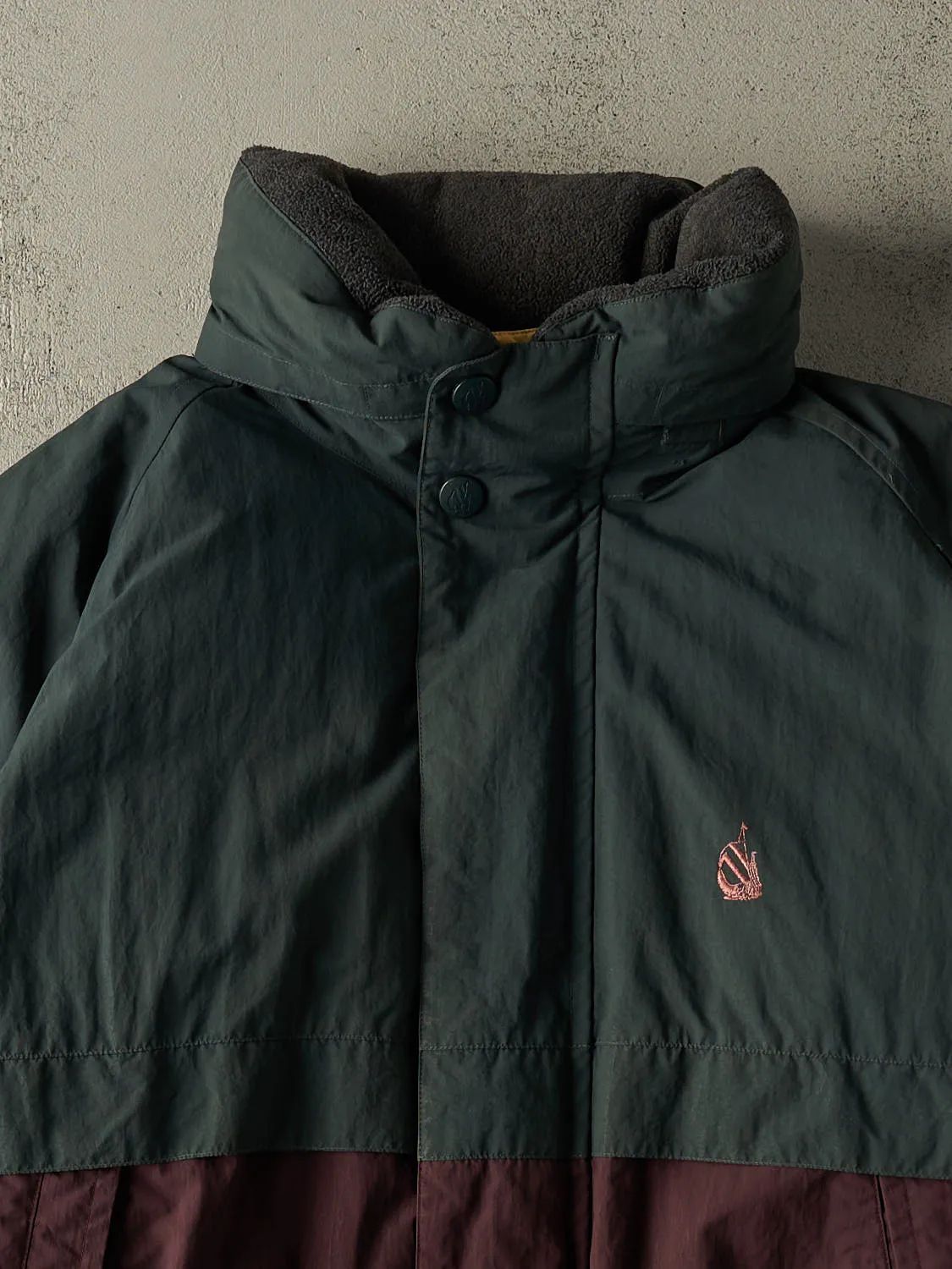 Vintage 90s Green & Burgundy Nautica Embroidered Puffer Jacket (XL) sold by Rebalance Vintage product image thumbnail 2