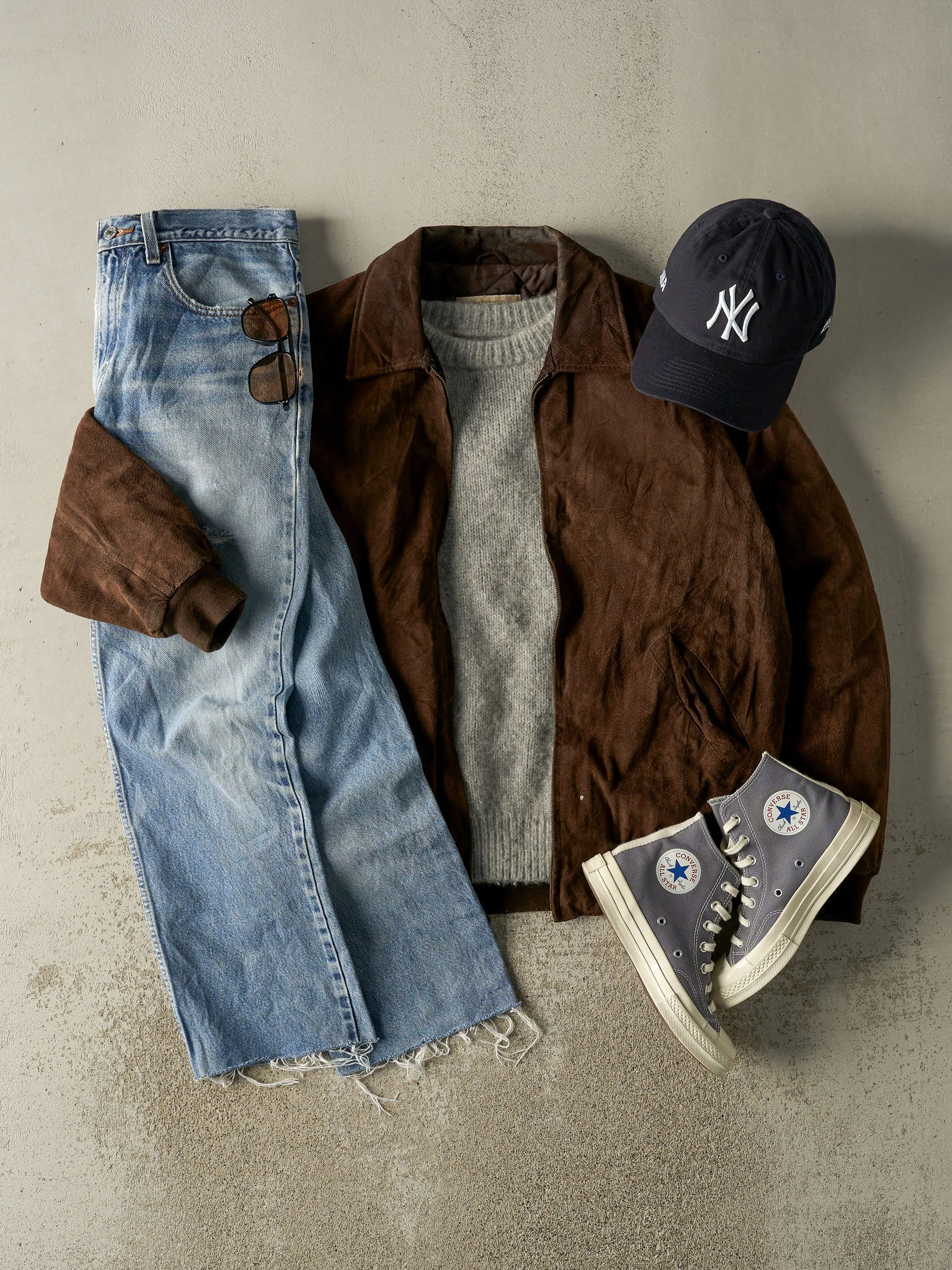 Vintage 90s Brown Suede Bomber Jacket (XL) sold by Rebalance Vintage product image thumbnail 2