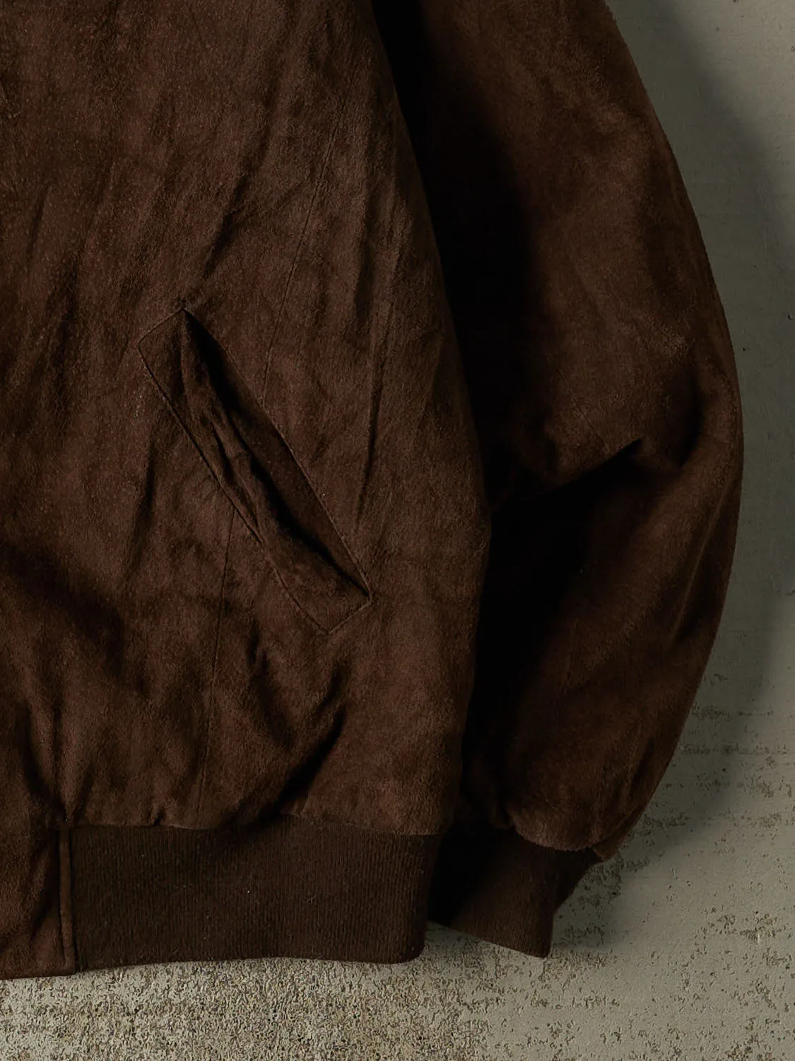 Vintage 90s Brown Suede Bomber Jacket (XL) sold by Rebalance Vintage product image thumbnail 5