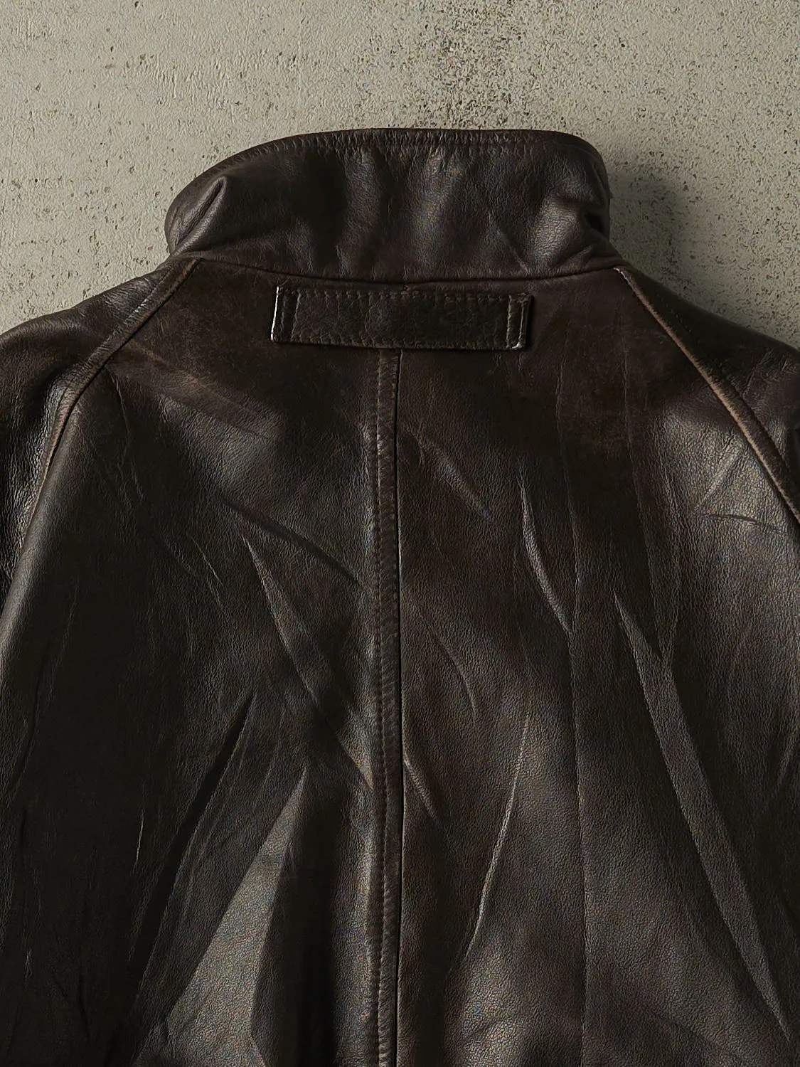 Vintage 90s Brown Leather Bomber Jacket (M/L) sold by Rebalance Vintage product image thumbnail 4