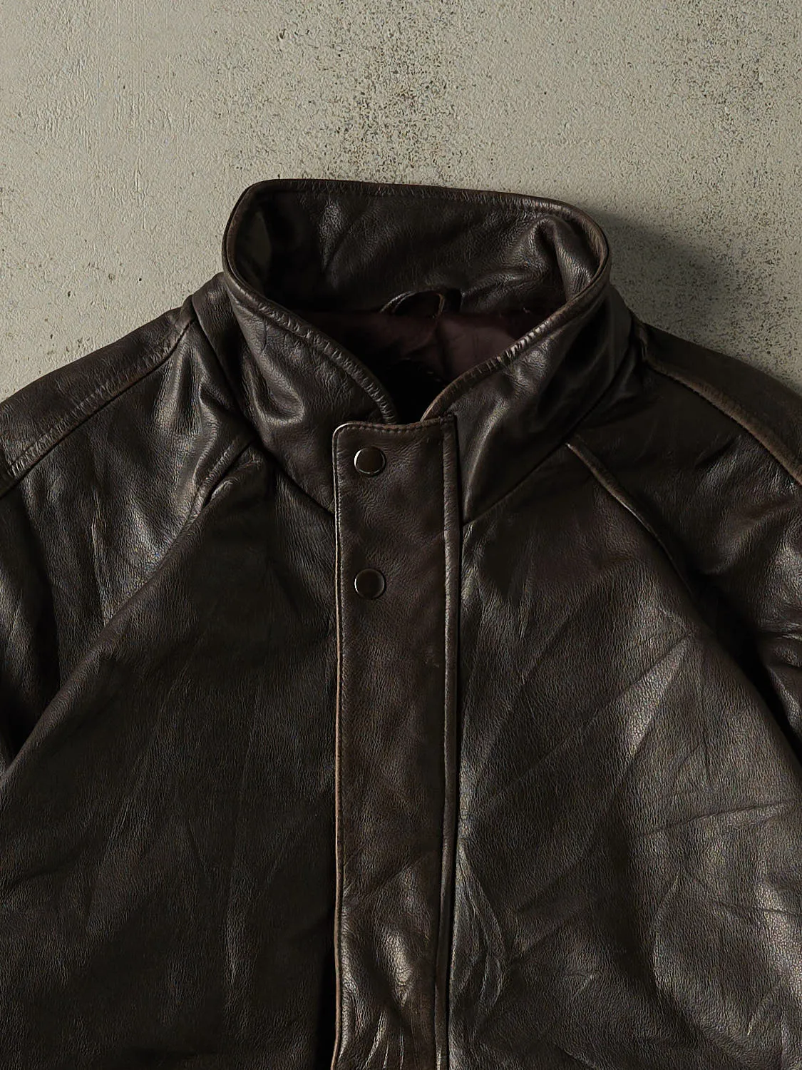 Vintage 90s Brown Leather Bomber Jacket (M/L) sold by Rebalance Vintage product image thumbnail 2