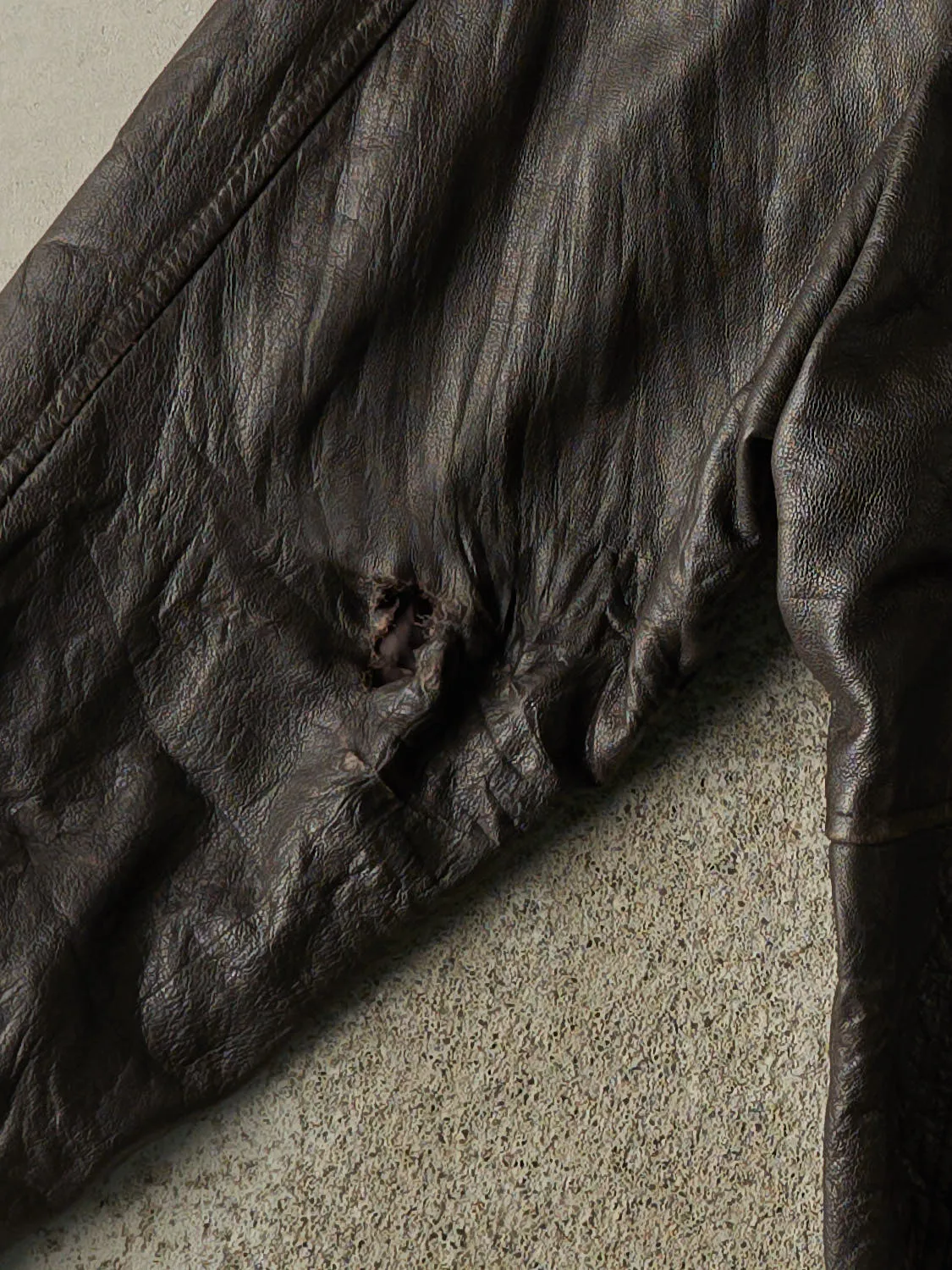 Vintage 90s Brown Leather Bomber Jacket (M/L) sold by Rebalance Vintage product image thumbnail 3