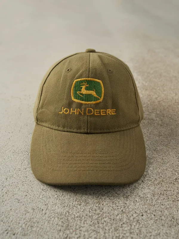 Vintage 90s Sun Faded Green John Deere Embroidered Velcro Hat (O/S) sold by Rebalance Vintage