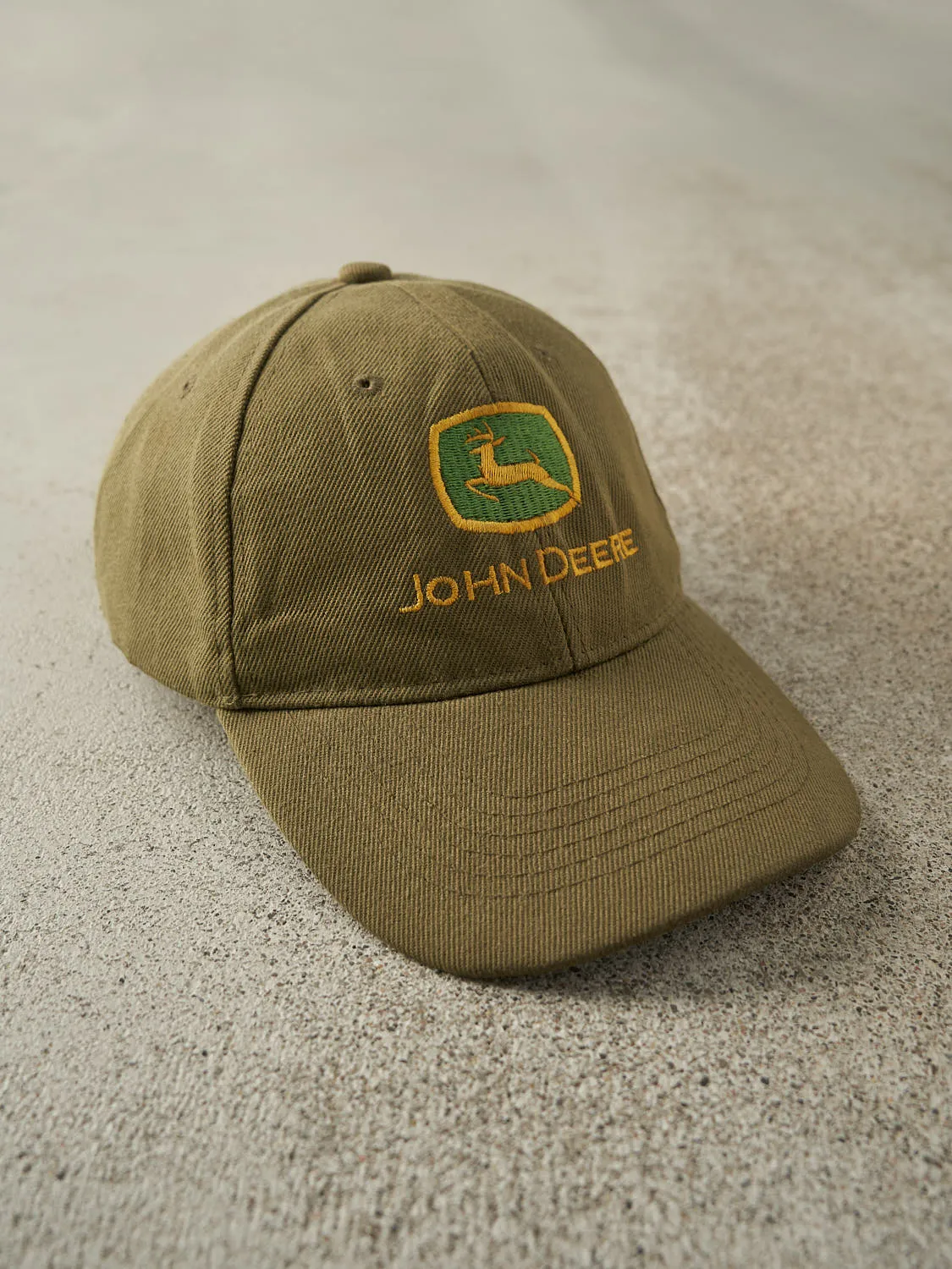 Vintage 90s Sun Faded Green John Deere Embroidered Velcro Hat (O/S) sold by Rebalance Vintage product image thumbnail 2