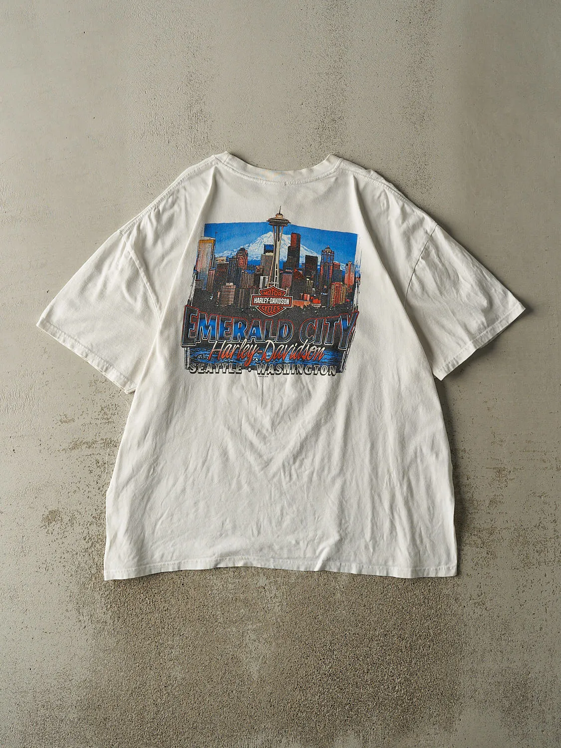 Vintage 11' White Harley Davidson Seattle Washington Pocket Tee (XXL) sold by Rebalance Vintage product image thumbnail 2
