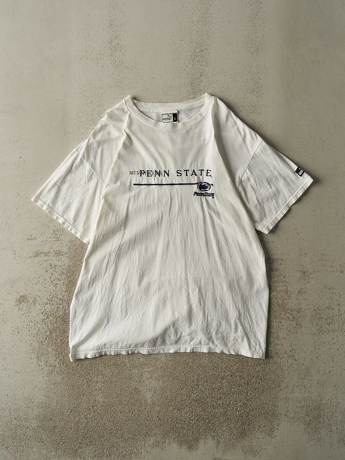 Vintage 90s White Penn State Nittany Lions Embroidered Tee (XL) sold by Rebalance Vintage