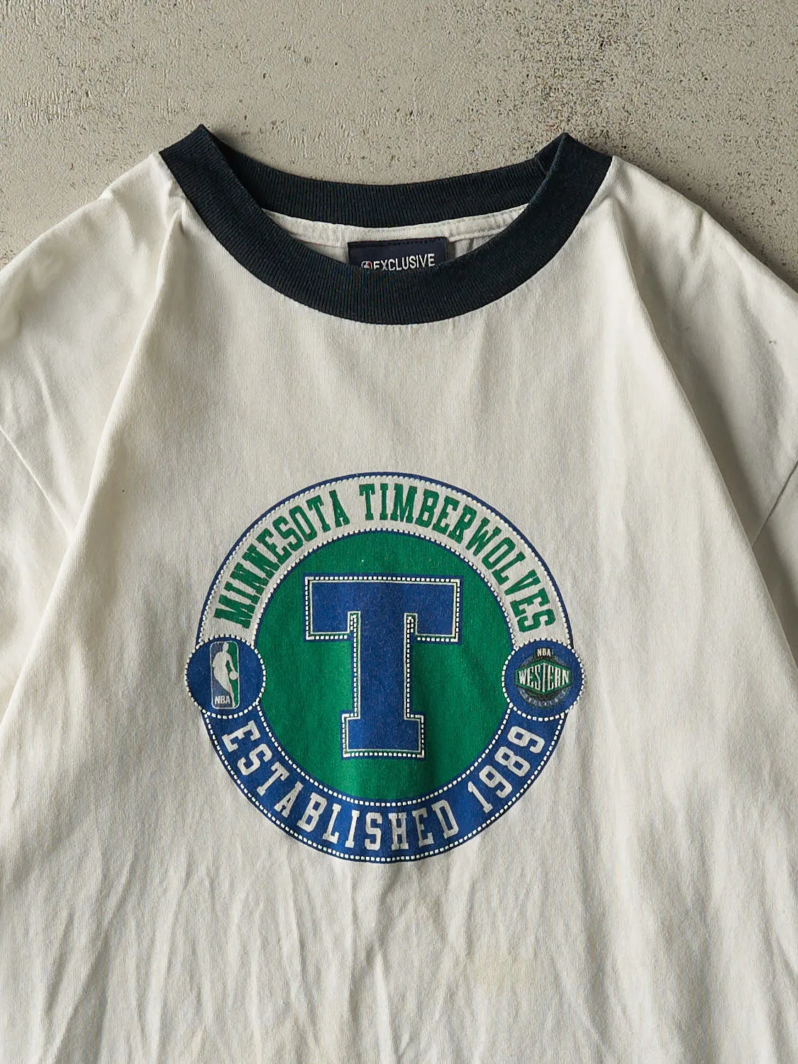 Vintage Y2K White & Navy Minnesota Timberwolves Ringer Tee (M/L) sold by Rebalance Vintage product image thumbnail 2