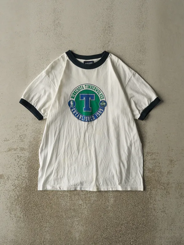 Vintage Y2K White & Navy Minnesota Timberwolves Ringer Tee (M/L) sold by Rebalance Vintage