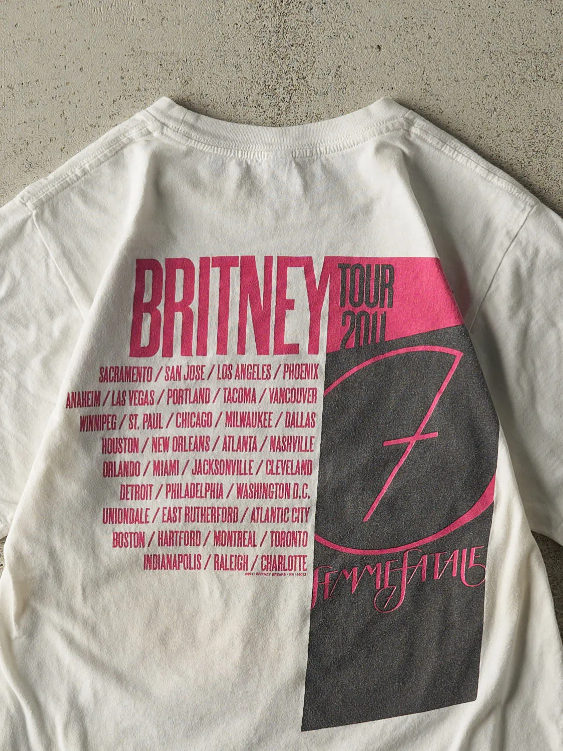 Vintage 11' White Britney Spears Femme Fatale Tee (XS) sold by Rebalance Vintage product image thumbnail 4