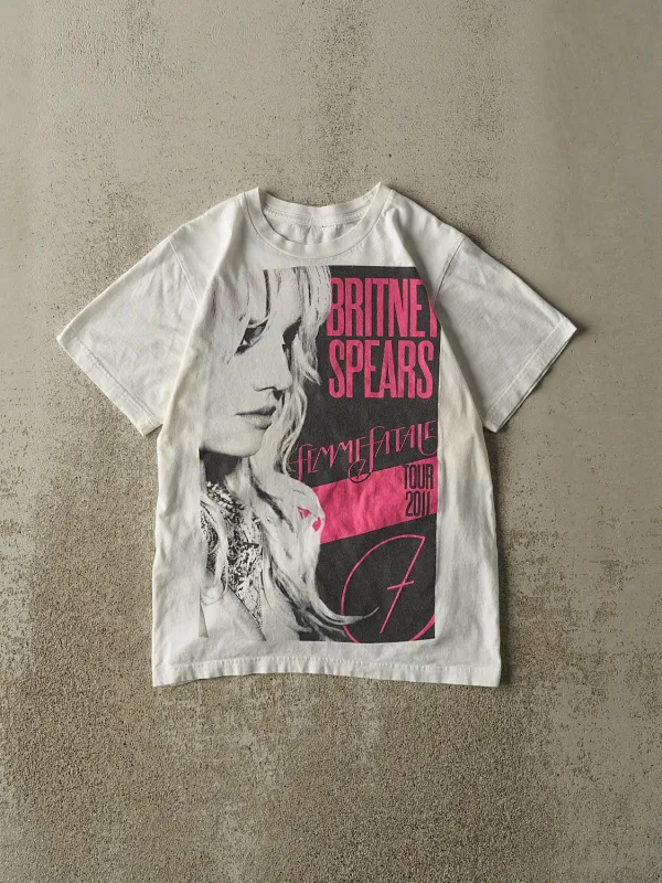 Vintage 11' White Britney Spears Femme Fatale Tee (XS) sold by Rebalance Vintage