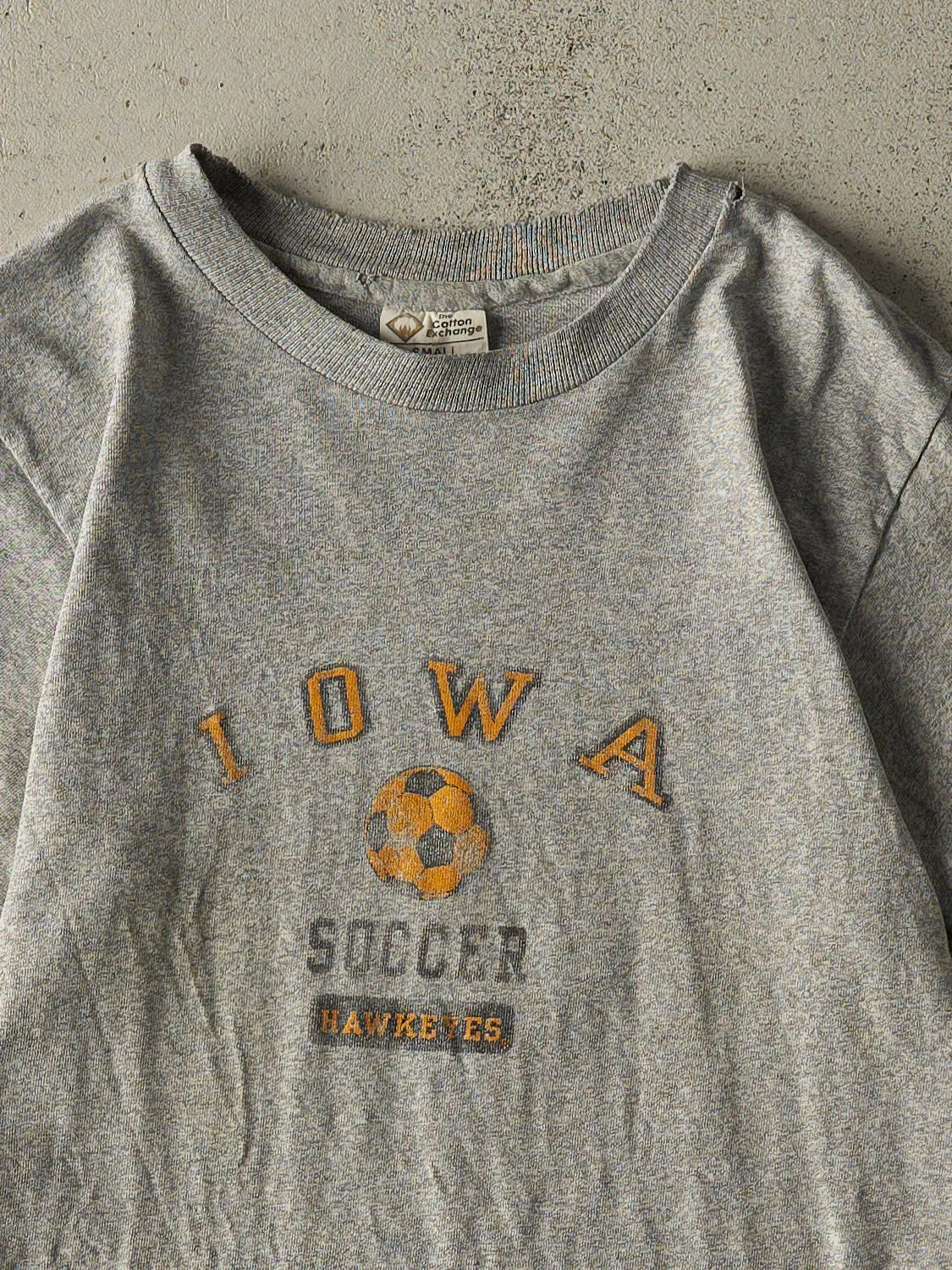 Vintage 90s Grey University of Iowa Hawkeyes Soccer Single Stitch Tee (XS) sold by Rebalance Vintage product image thumbnail 2