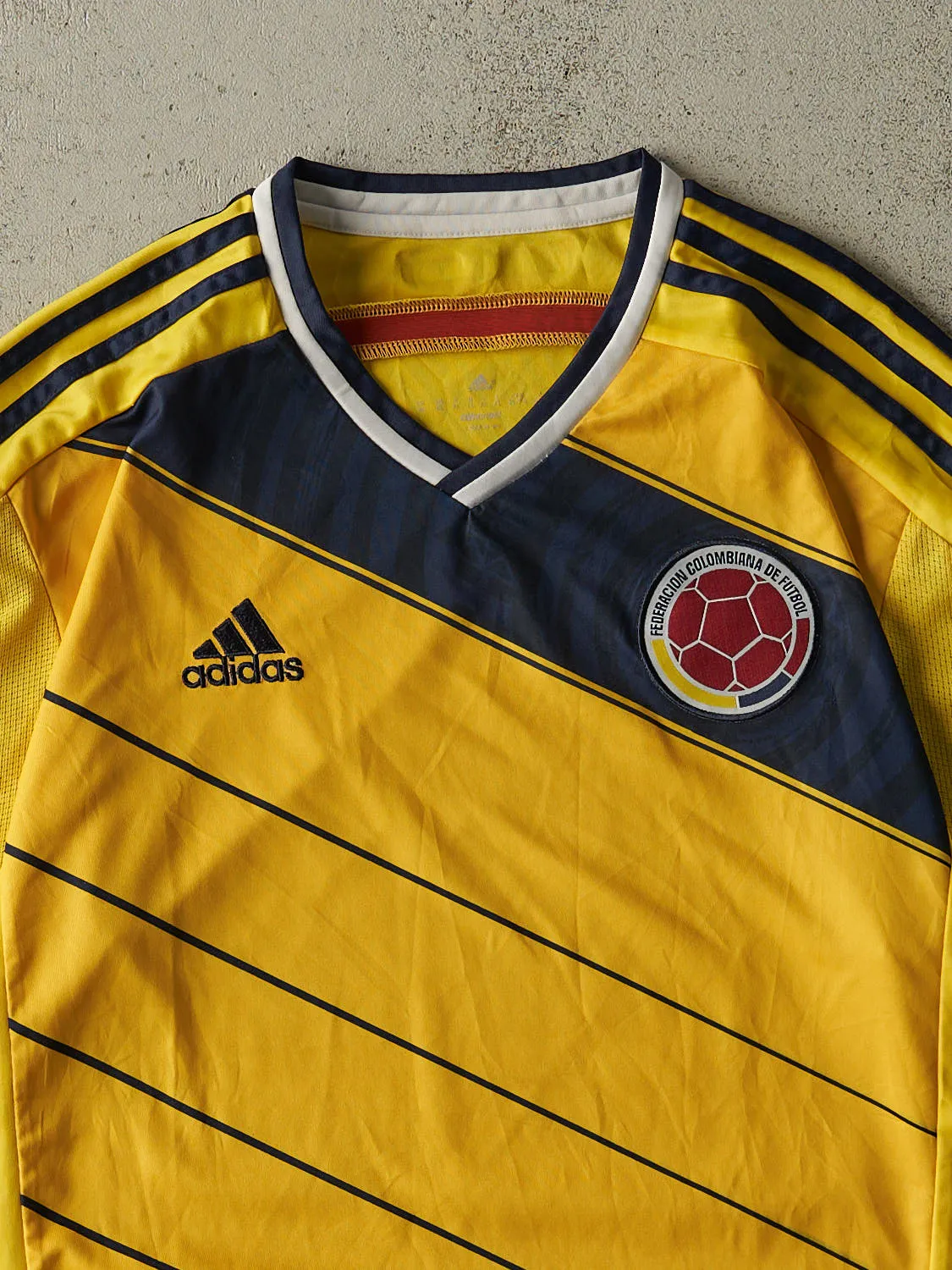 Vintage Y2K Yellow Columbia Adidas Soccer Jersey (L/XL) sold by Rebalance Vintage product image thumbnail 2