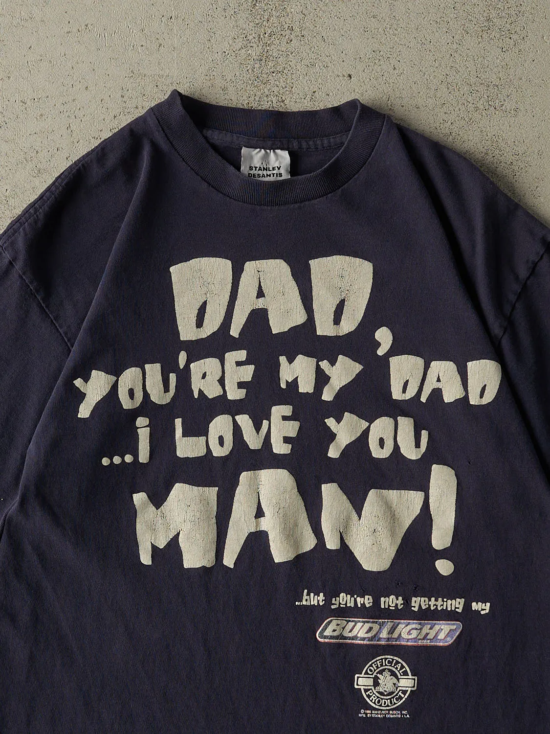 Vintage 96' Navy Blue Bud Light "I Love You Man" Slogan Tee (S/M) sold by Rebalance Vintage product image thumbnail 2