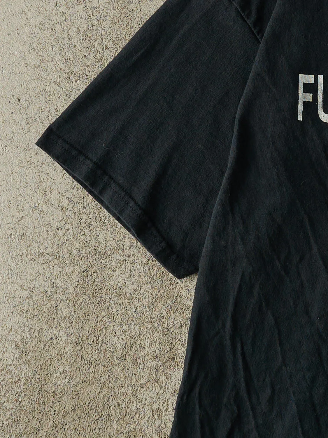 Vintage Y2K Black "Fuggedaboudit!" Slogan Tee (M) sold by Rebalance Vintage product image thumbnail 3
