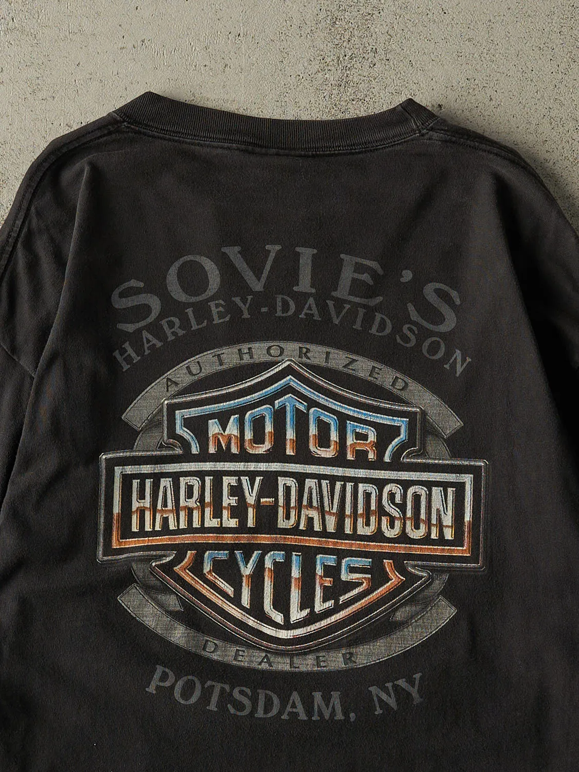 Vintage 03' Black Harley Davidson Potsdam NY Long Sleeve (M/L) sold by Rebalance Vintage product image thumbnail 4