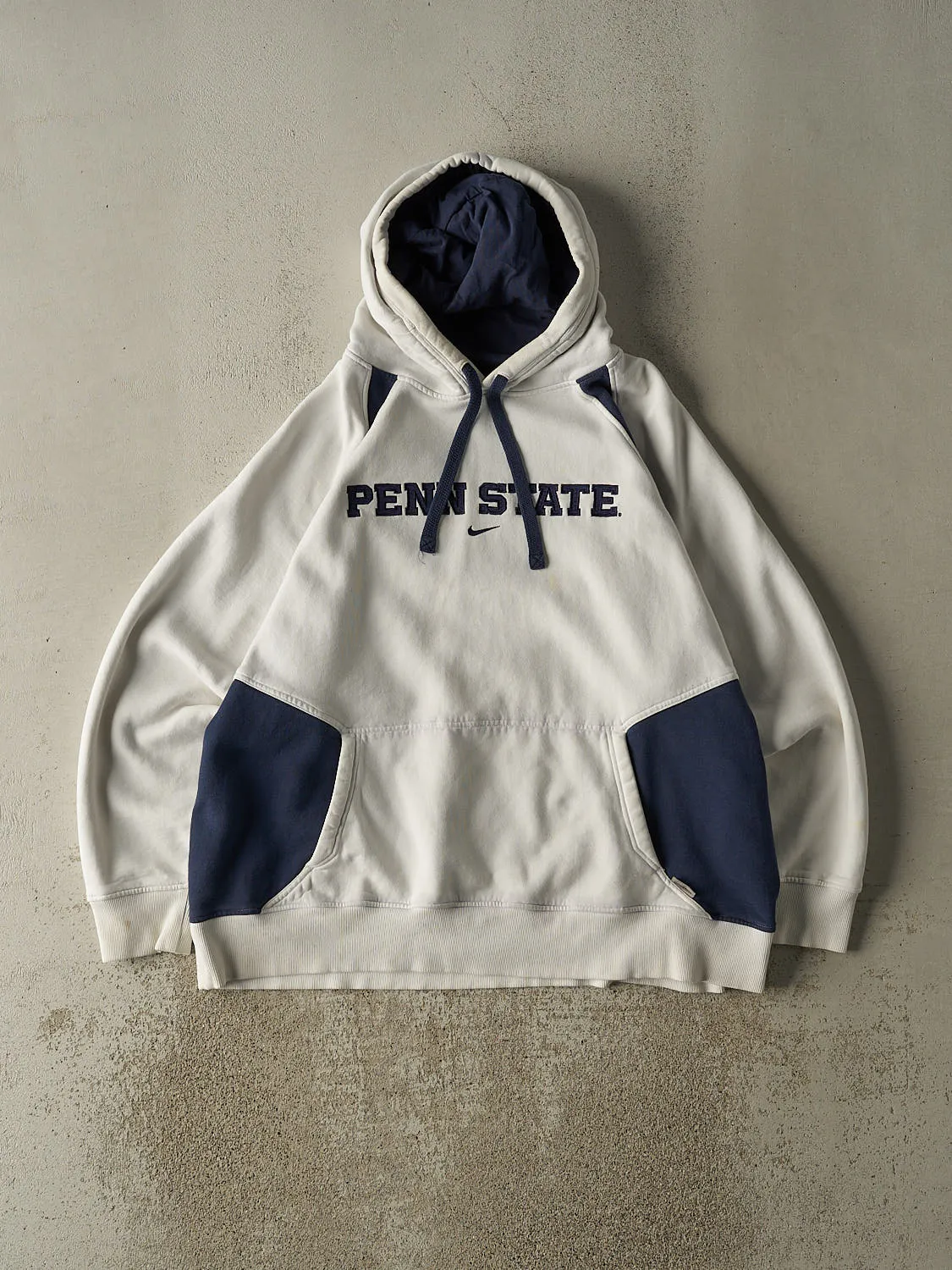 Vintage Y2K White & Navy Penn State University Nike Embroidered Hoodie (XXL) sold by Rebalance Vintage