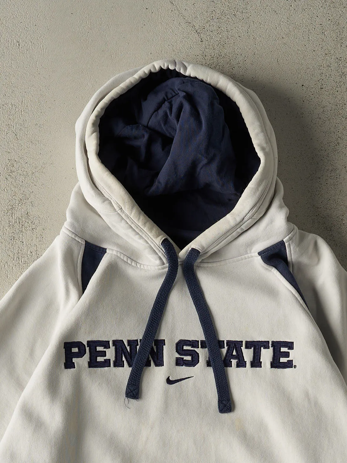 Vintage Y2K White & Navy Penn State University Nike Embroidered Hoodie (XXL) sold by Rebalance Vintage product image thumbnail 2