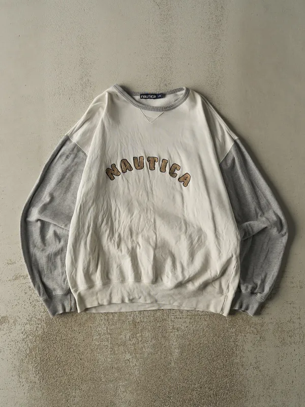 Vintage Y2K White & Grey Nautica Embroidered Crewneck (L/XL) sold by Rebalance Vintage