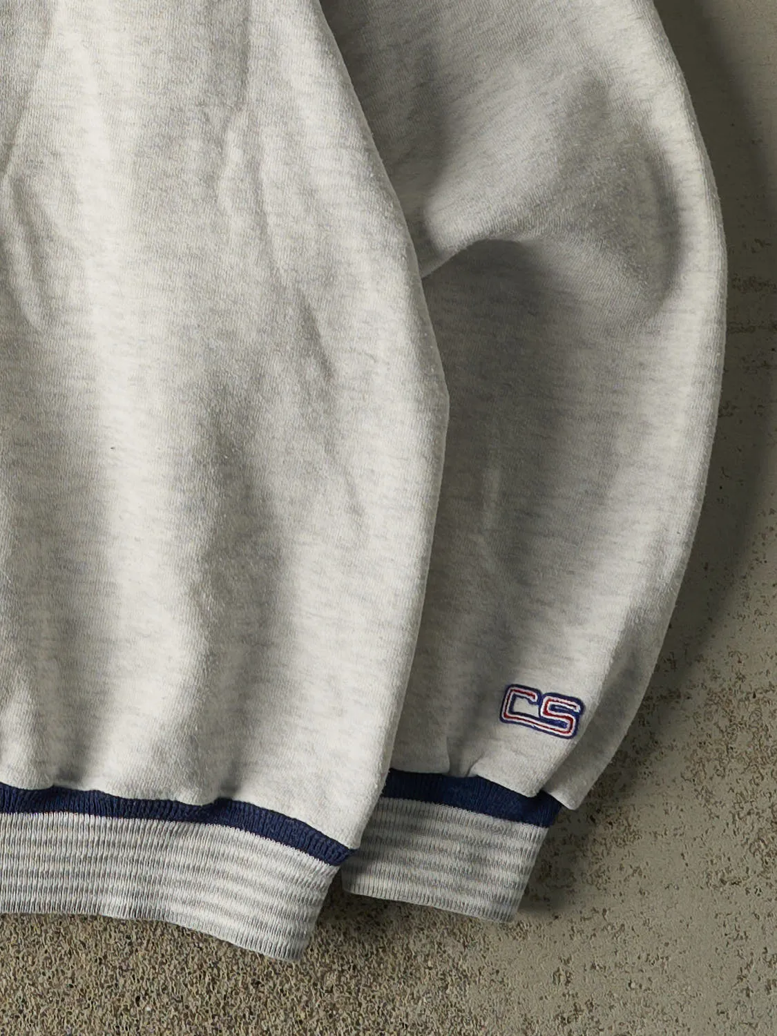 Vintage 90s Heather Grey Capital Crusaders Embroidered Ribbed Crewneck (L/XL) sold by Rebalance Vintage product image thumbnail 4