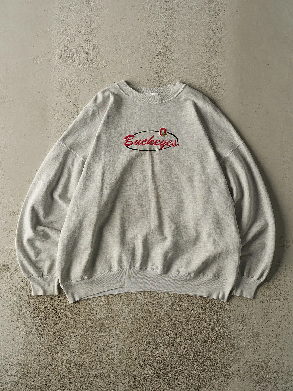 Vintage 90s Heather Grey Ohio State Buckeyes Embroidered Crewneck (XL/XXL) sold by Rebalance Vintage
