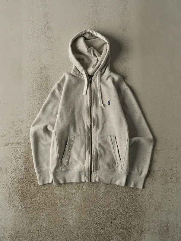 Vintage Y2K Grey Polo Ralph Lauren Embroidered Zip Up Hoodie (S) sold by Rebalance Vintage