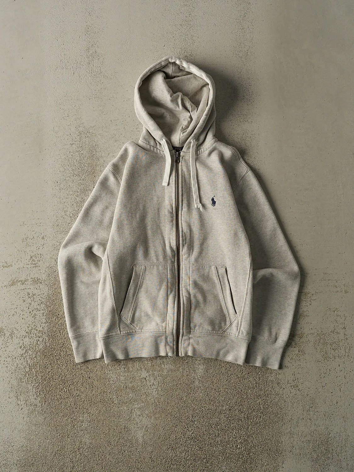 Vintage Y2K Grey Polo Ralph Lauren Embroidered Zip Up Hoodie (S) sold by Rebalance Vintage