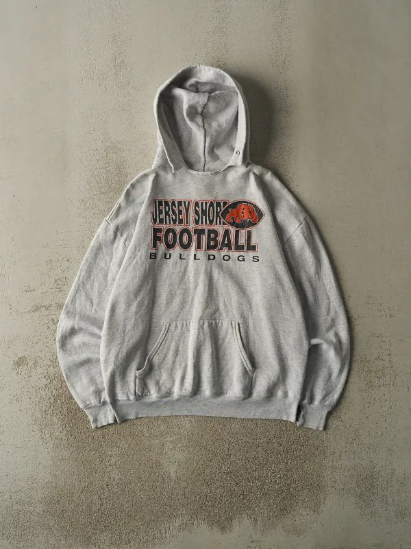 Vintage 90s Heather Grey Jersey Shore Bulldogs Football Hoodie (L) sold by Rebalance Vintage
