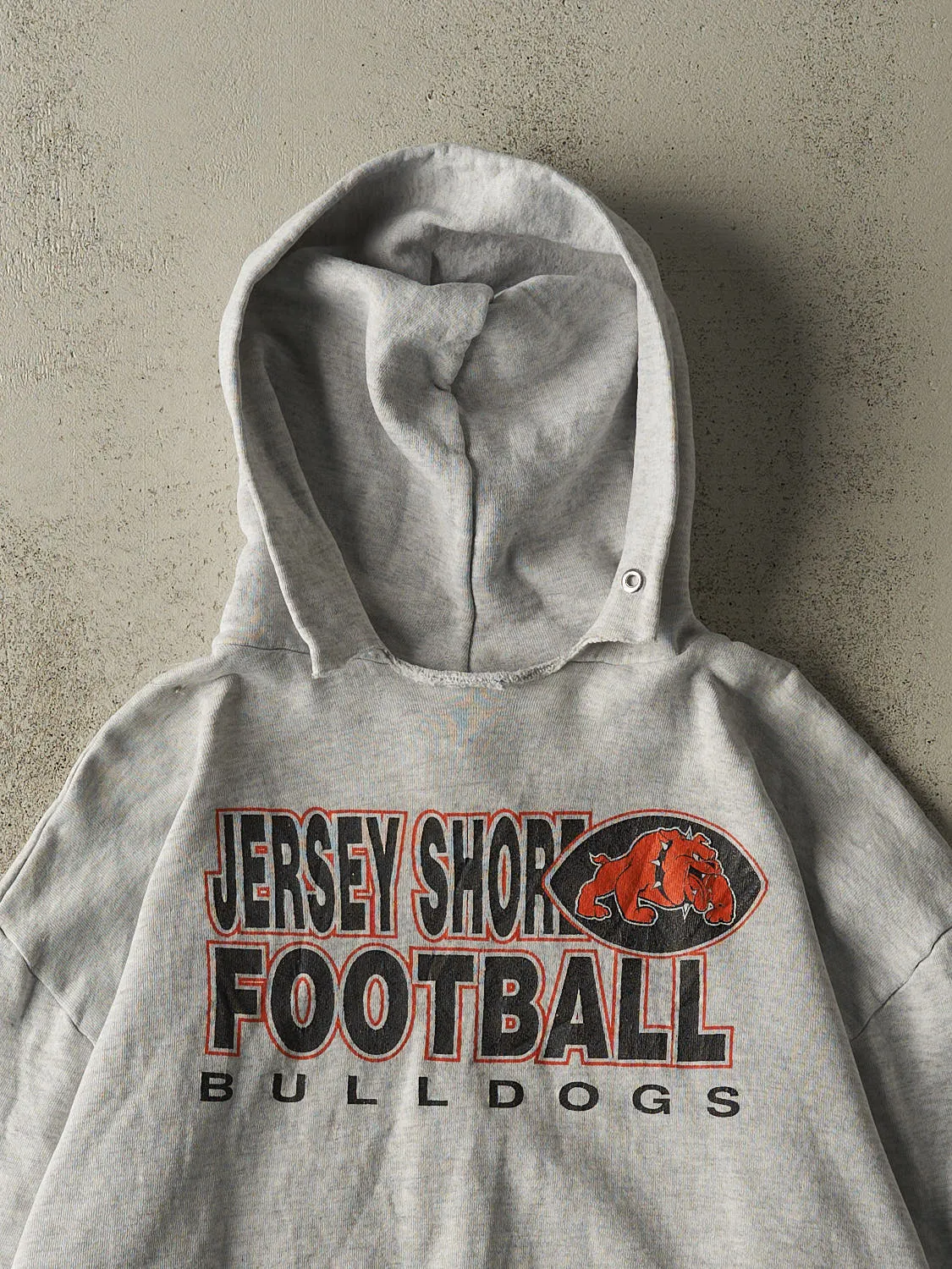 Vintage 90s Heather Grey Jersey Shore Bulldogs Football Hoodie (L) sold by Rebalance Vintage product image thumbnail 2