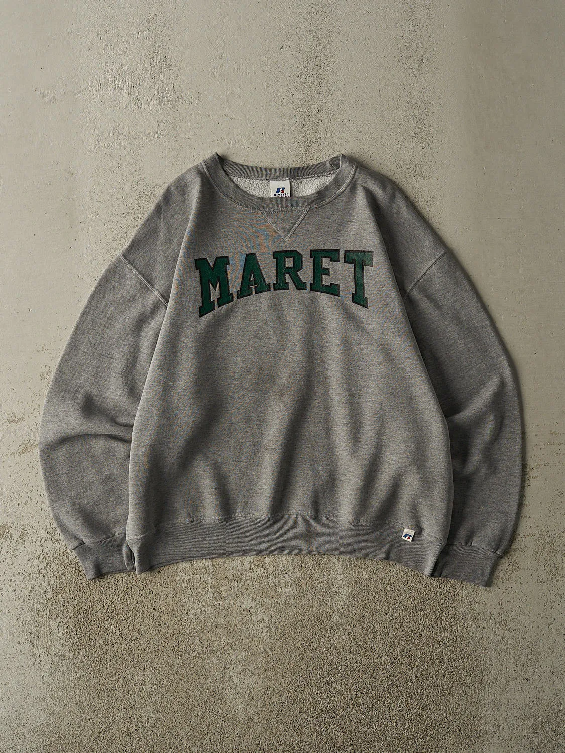 Vintage Y2K Grey Russell Athletic Maret Crewneck (M/L) sold by Rebalance Vintage