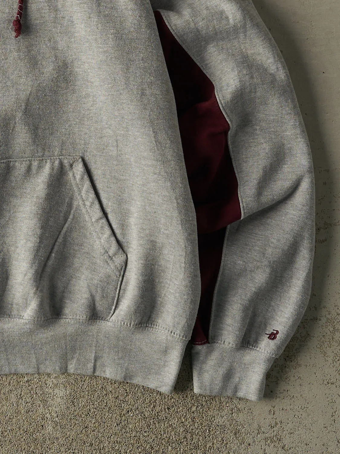 Vintage 90s Grey & Burgundy Blank Hoodie (XL/XXL) sold by Rebalance Vintage product image thumbnail 4
