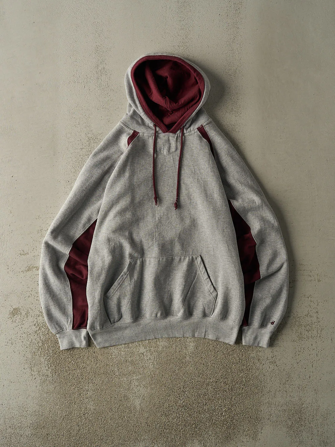 Vintage 90s Grey & Burgundy Blank Hoodie (XL/XXL) sold by Rebalance Vintage