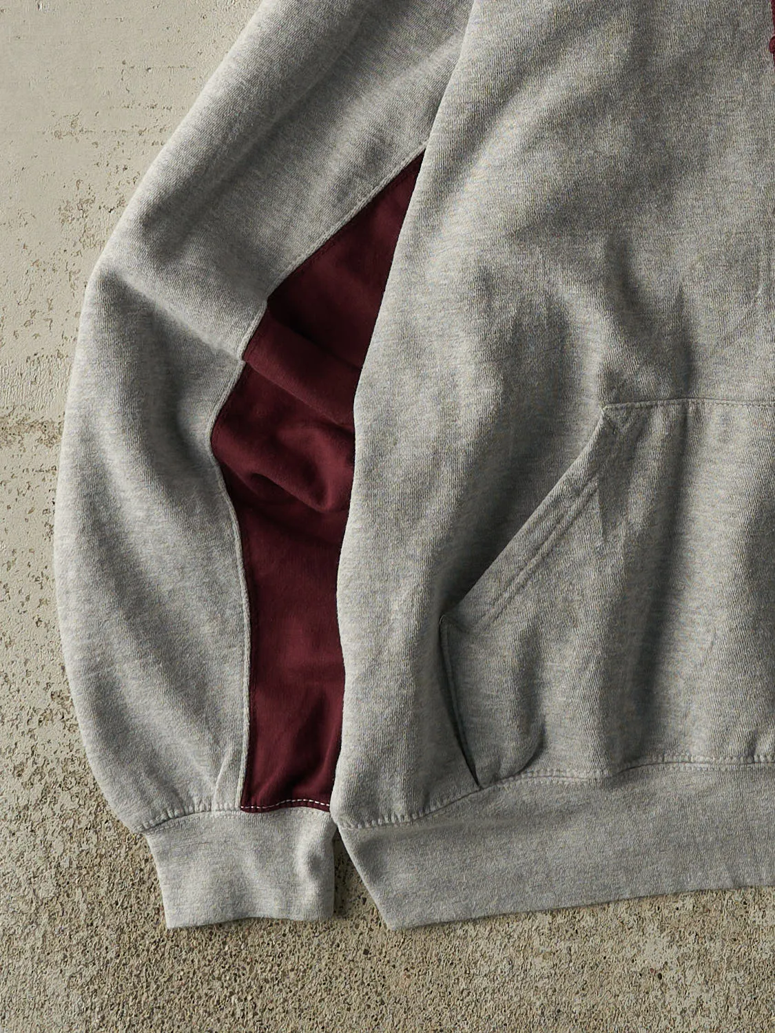 Vintage 90s Grey & Burgundy Blank Hoodie (XL/XXL) sold by Rebalance Vintage product image thumbnail 3