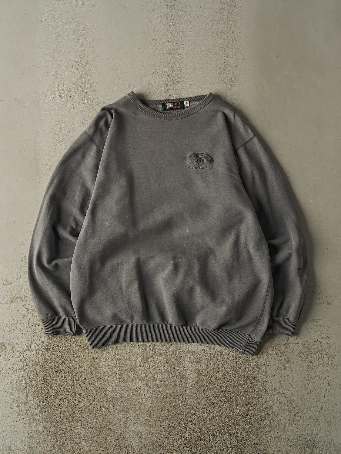Vintage 90s Washed Grey Wind River Embroidered Crewneck (XL/XXL) sold by Rebalance Vintage