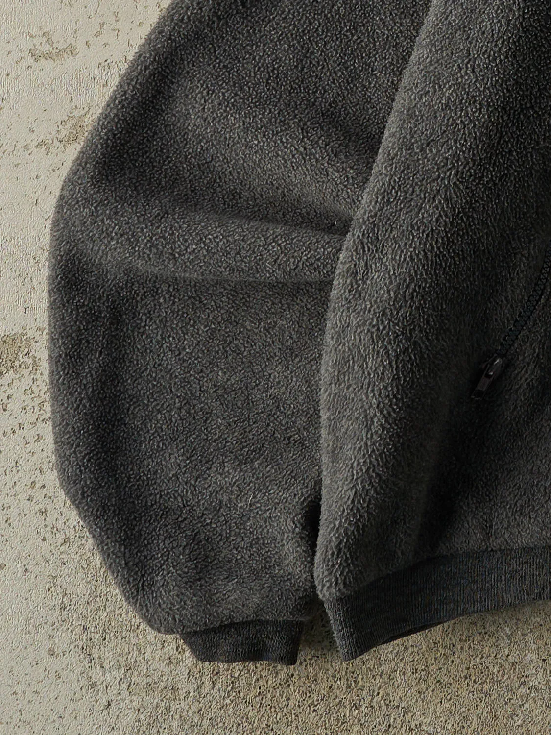 Vintage 90s Charcoal Grey Lands End Zip Up Embroidered Fleece (L/XL) sold by Rebalance Vintage product image thumbnail 3