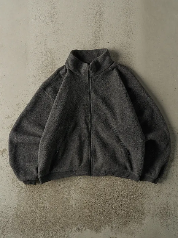Vintage 90s Charcoal Grey Lands End Zip Up Embroidered Fleece (L/XL) sold by Rebalance Vintage
