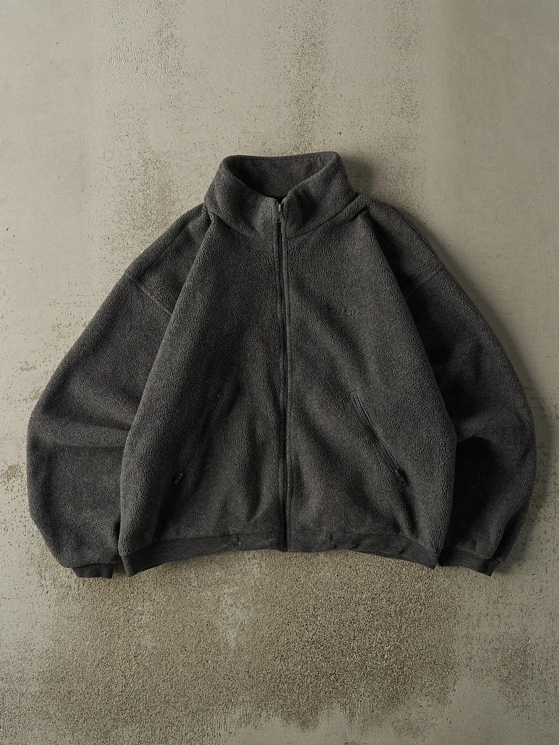 Vintage 90s Charcoal Grey Lands End Zip Up Embroidered Fleece (L/XL) sold by Rebalance Vintage