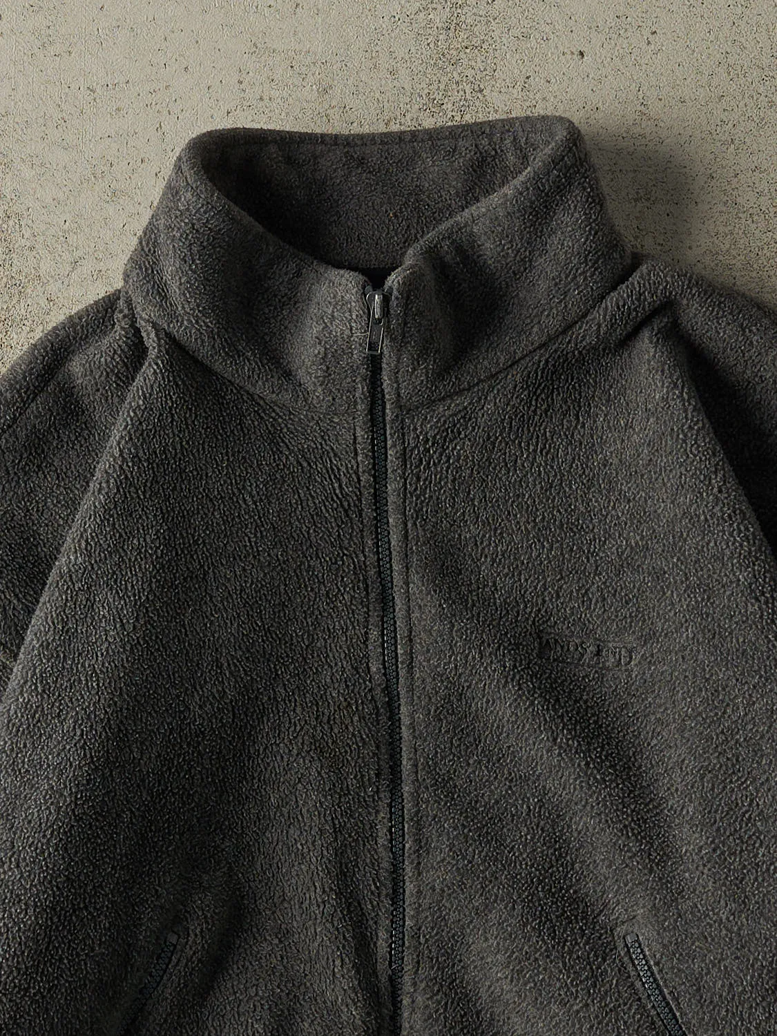 Vintage 90s Charcoal Grey Lands End Zip Up Embroidered Fleece (L/XL) sold by Rebalance Vintage product image thumbnail 2