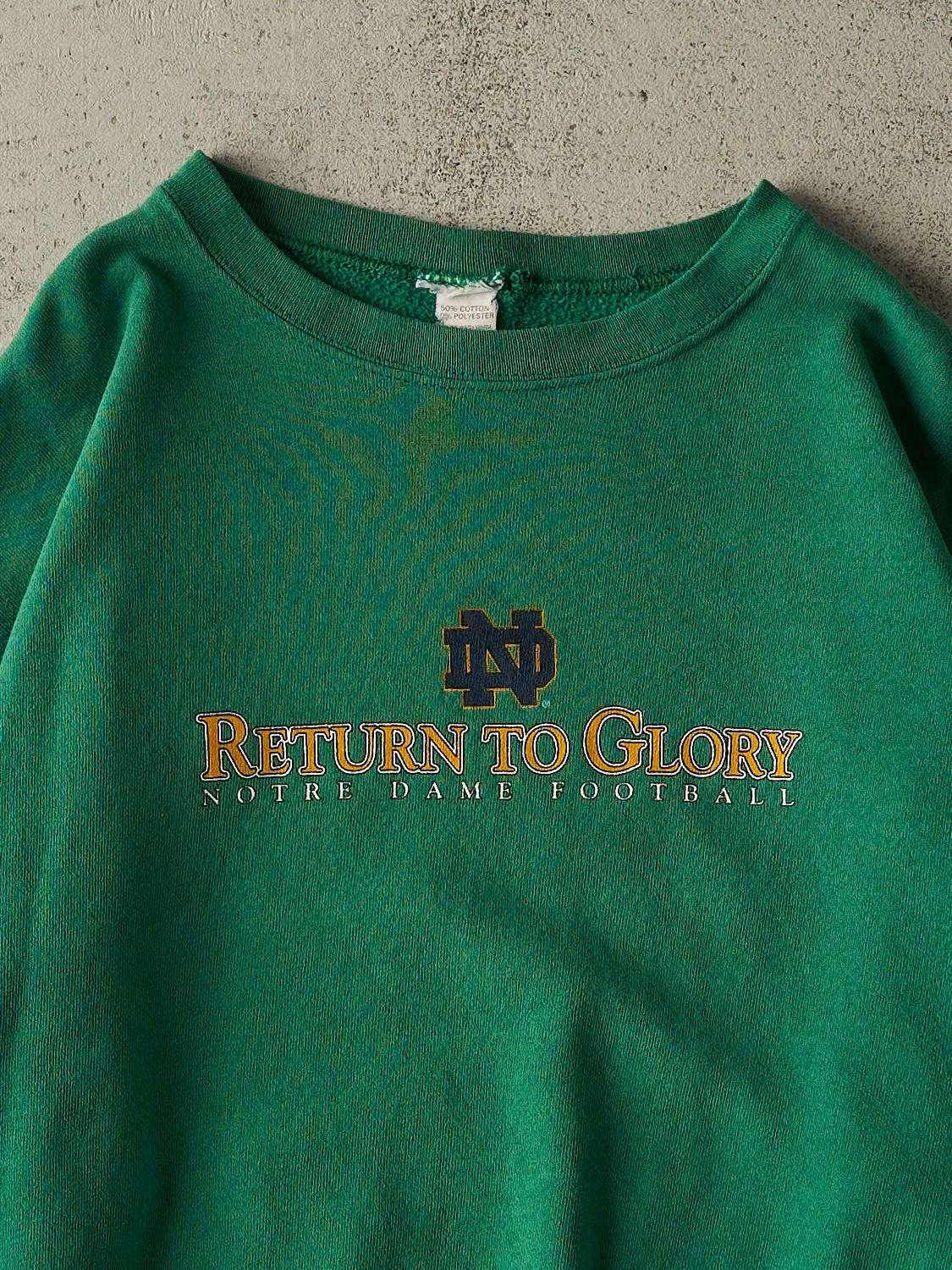 Vintage 90s Green University of Notre Dame Football Crewneck (L/XL) sold by Rebalance Vintage product image thumbnail 3