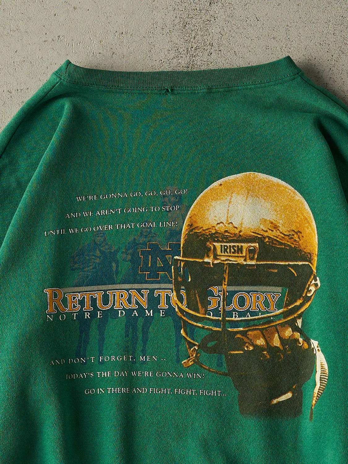 Vintage 90s Green University of Notre Dame Football Crewneck (L/XL) sold by Rebalance Vintage product image thumbnail 4