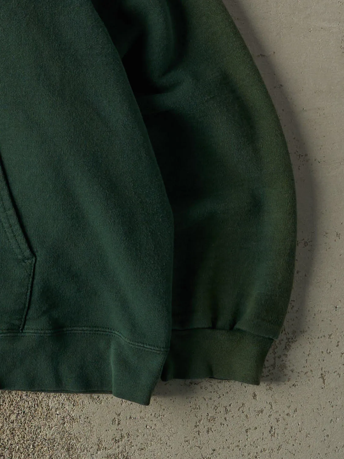 Vintage 90s Sun Faded Green Blank Zip Up Hoodie (XL) sold by Rebalance Vintage product image thumbnail 4