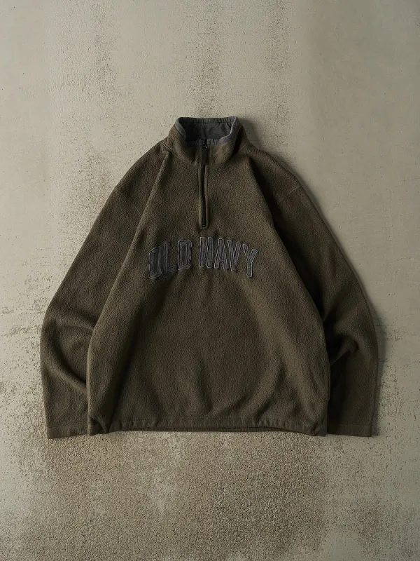 Vintage 90s Green Old Navy Embroidered Quarter Zip Fleece (L/XL) sold by Rebalance Vintage