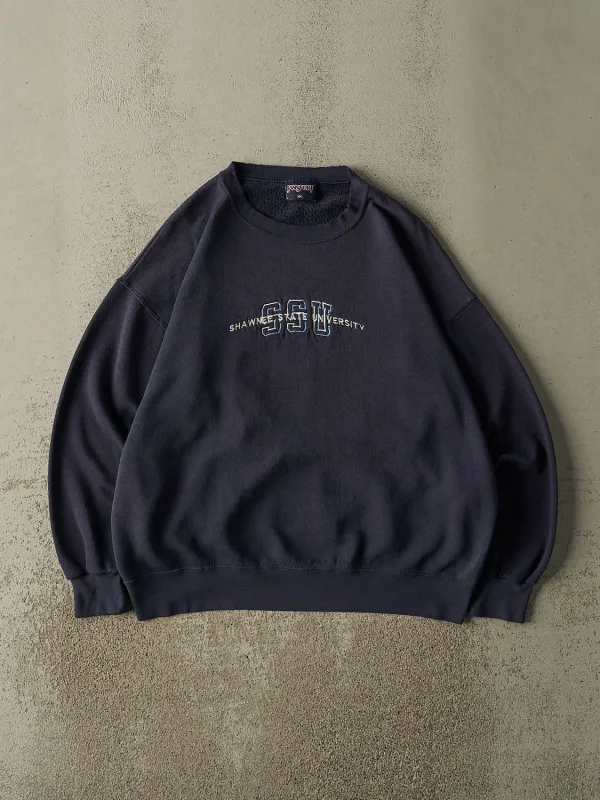 Vintage 90s Navy Blue Shawnee State University Embroidered Crewneck (L/XL) sold by Rebalance Vintage
