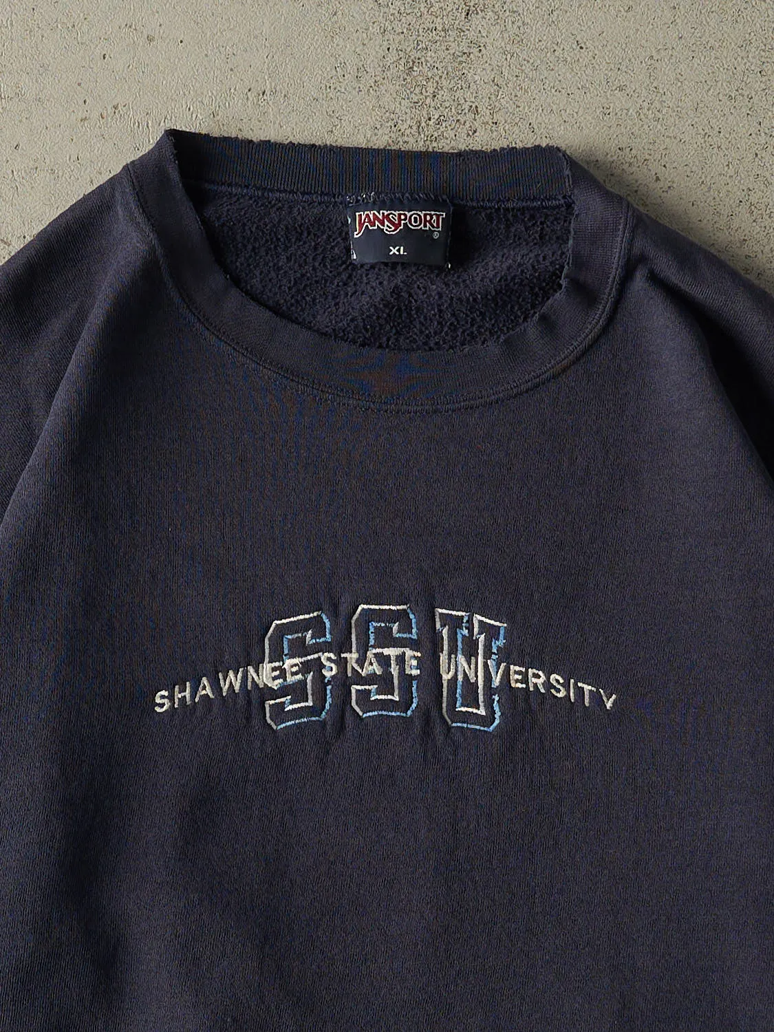 Vintage 90s Navy Blue Shawnee State University Embroidered Crewneck (L/XL) sold by Rebalance Vintage product image thumbnail 2