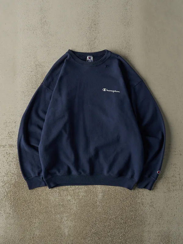 Vintage 90s Navy Blue Champion Logo Crewneck (M/L) sold by Rebalance Vintage