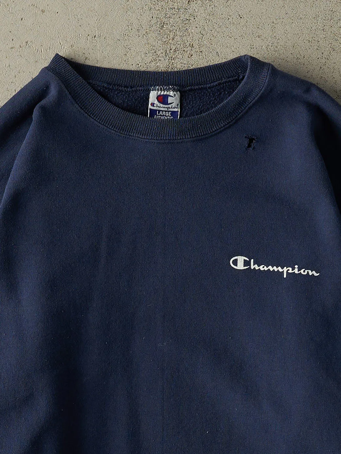 Vintage 90s Navy Blue Champion Logo Crewneck (M/L) sold by Rebalance Vintage product image thumbnail 2