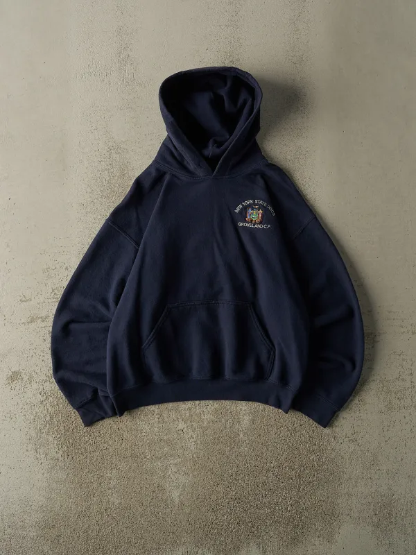 Vintage Y2K Navy Blue New York State Docs Embroidered Hoodie (S/M) sold by Rebalance Vintage